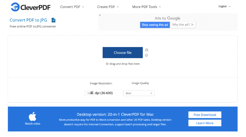 CleverPDF – online nástroj na bezplatný převod PDF do JPG
