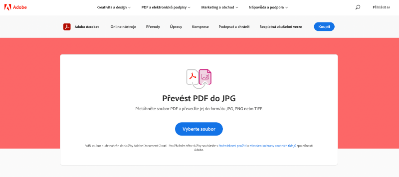 Převod PDF do JPG pomocí Adobe 